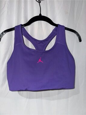 Jordan Sports Bra Purple Pink Racerback Sports Bra Jumpman Medium Impact L